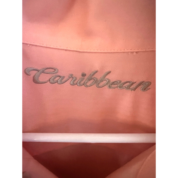 Caribbean Hawaiian Tropical Floral Embroidered Palm Trees Button Up Shirt Large - Picture 6 of 8